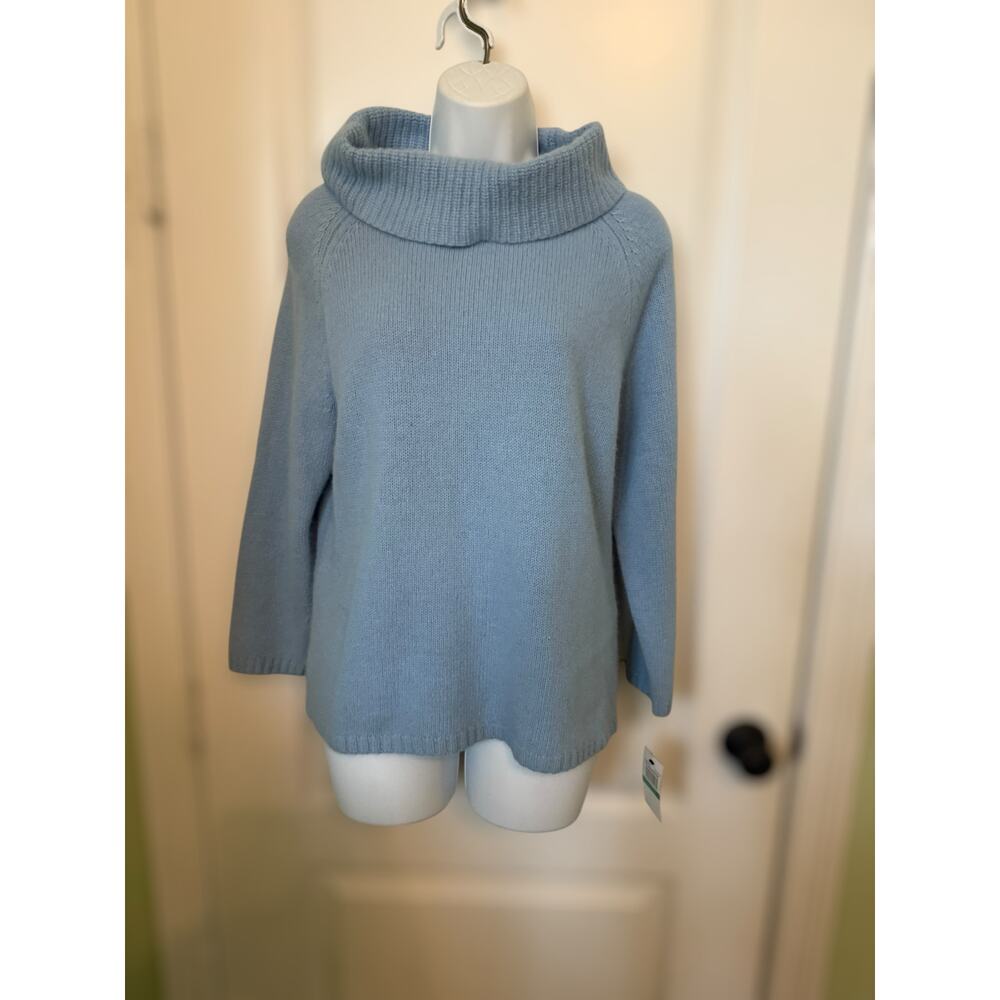 Rafaella Angora Lambswool Blend Cowl Neck Sweater Blue Size L Soft Cozy